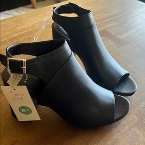 A New Day Women's Black Heeled Boots Open Toe - 8.5